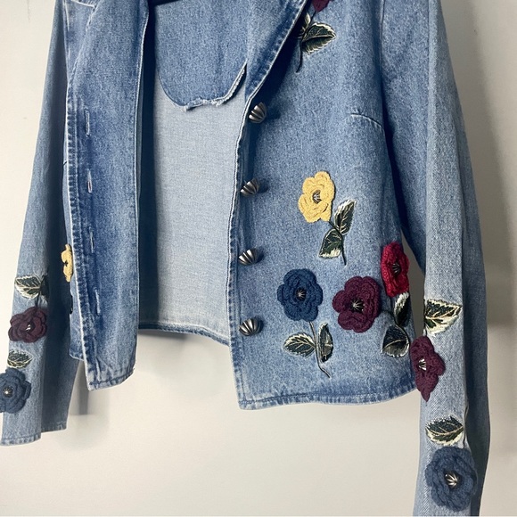 Vintage Y2K Rosette Crochet Denim Jacket - Picture 6 of 10